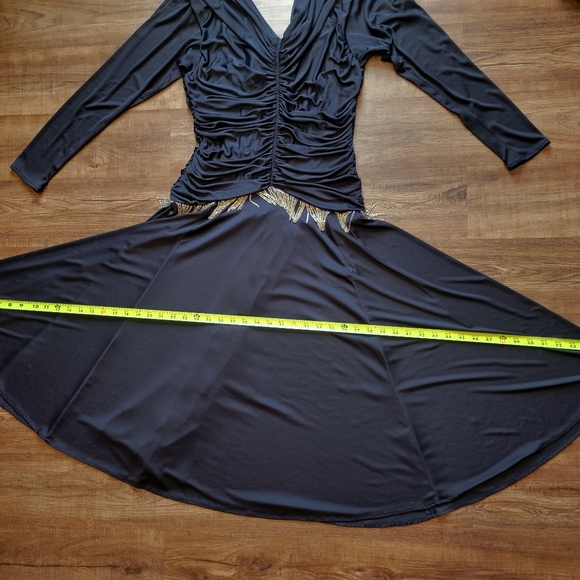 Vintage 70s Claralura Original Black Beaded Fringe Flapper Style Evening Dress - Picture 13 of 14